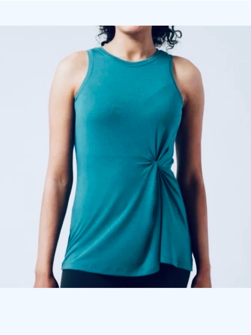 Athleta Radiate Tank Teal Side-Knot Yoga/Pilates Tank